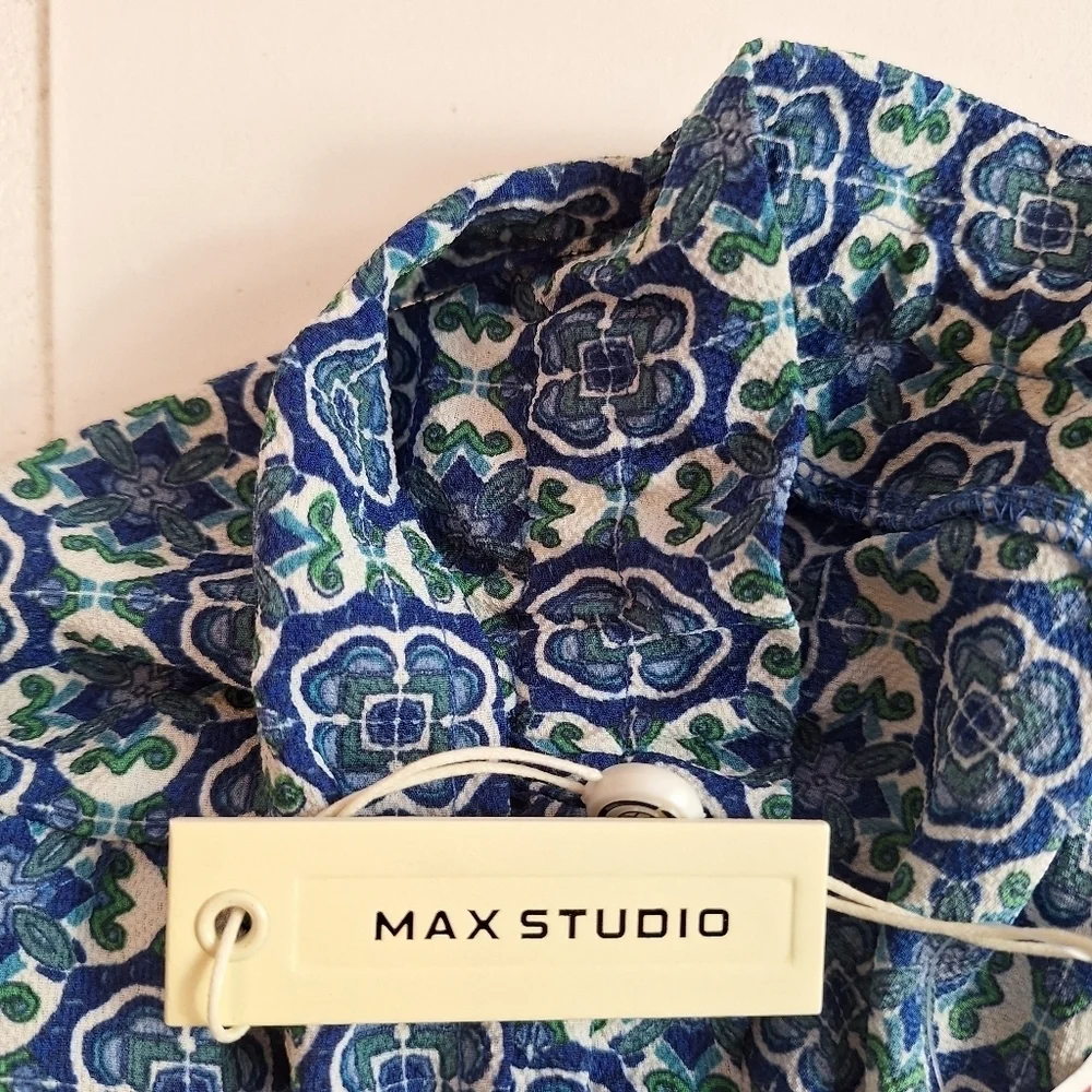 NWT Max Studio Shorts Paperbag Waist & Belt Blue & White Lightweight XLarge - Picture 8 of 11
